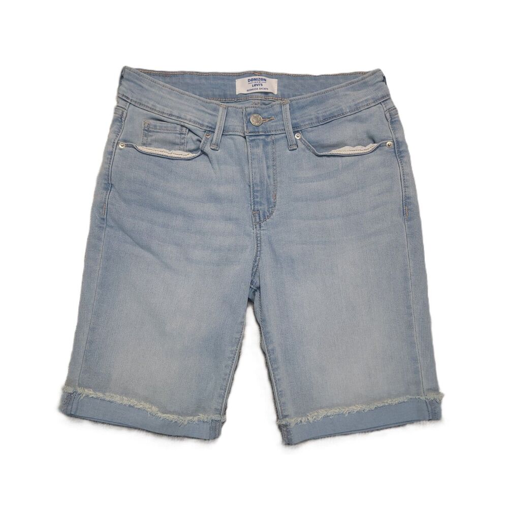 Levi's Denizen Bermuda Shorts Womens 4 (26x8.5) Mid Rise Cuffed Blue Denim
